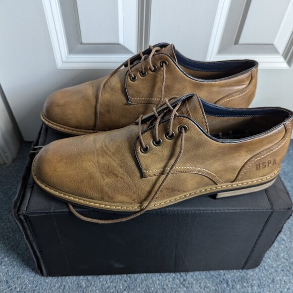 US Polo Assn. Men's Stuart Plain Toe Oxford, Cognac, size 11 - Picture 2 of 2